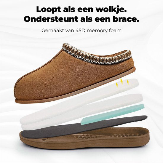 Pantoffels Dames - Sloffen - Maat 42/43 - Chestnut - Anti-slip - Comfeet