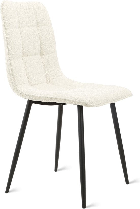 Multifurn Eetkamerstoel - Boucléstof & Foam - Ivoor - 55x45x89cm