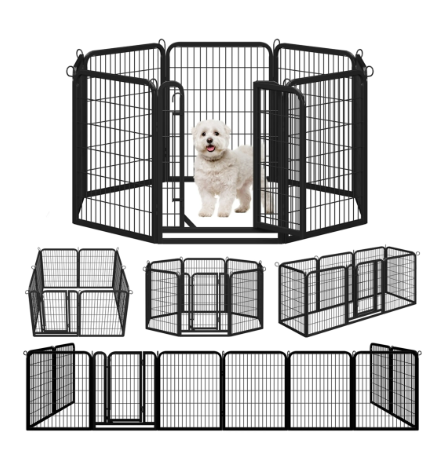 Yaheetech Puppy Speelbox 8-Delig - Zwart - 200 x 68 x 80 cm - Opvouwbaar
