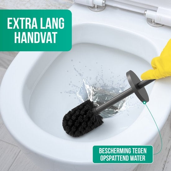 Avalo Toiletborstel Met Houder - Vrijstaand - RVS Zwart - WC Borstel Met Houder
