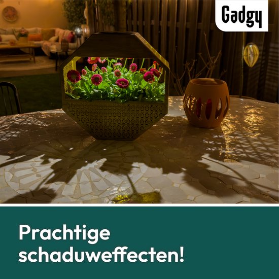 Gadgy Solar Gadgy Solar Wandlamp met Bloembak – Tuinverlichting op Zonneenergie – Buitenlamp met LED – 30x30 cm – Zwart Bloembak