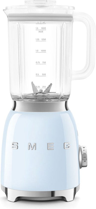SMEG BLF03PBEU Blender - Smoothie Blender - 800W - 1,5L Tritan™ Kan - 4 Snelheden - Ice Crush & Smoothie Functie - '50s Style - Pastelblauw