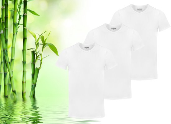 3 zachte bamboe T-shirts - Zwart - Ronde hals - L