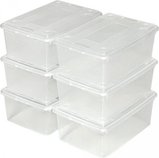 Tectake - set van 6 transparante opbergdozen - 33 x 23 x 12 cm - 401685