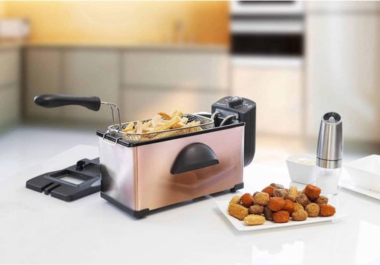 Bestron Frituurpan 3.5 liter - AF370CO - Friteuse 2000W - Kijkvenster - Koper