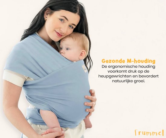 Frummel Baby Draagdoek Lichtblauw - Draagzak - Baby Wrap - Baby carrier - Draagdoek baby - Baby 0-36 maanden - Newborn