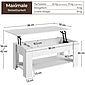 Yaheetech Salontafel Koffietafel Verstelbaar – Voorzien Van Gasveer Hefframe En Schuimrubberen Dopjes En Open Opbergruimte – Voor Woonkamer En Zithoek – Wit Mdf En Metaal – 98 x 50 x 42 cm
