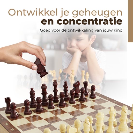 Windsor Schaakbord - met Schaakstukken - 40 cm - Annotaties - Schaakset - Magnetisch Schaakspel - Chess Set - Hout
