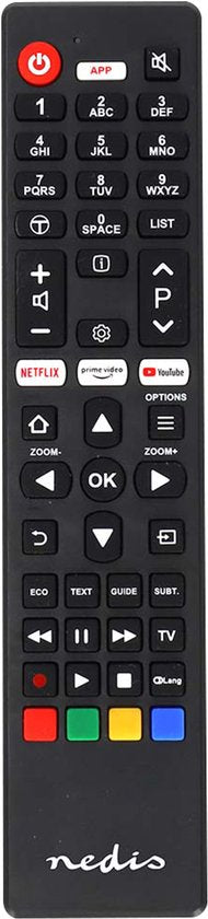 Nedis Vervangende Afstandsbediening - Geschikt voor: TCL/Thomson - Voorgeprogrammeerd - 1 Apparaat - Amazon Prime / Netflix Knop / Youtube Knop - Infrarood - Zwart