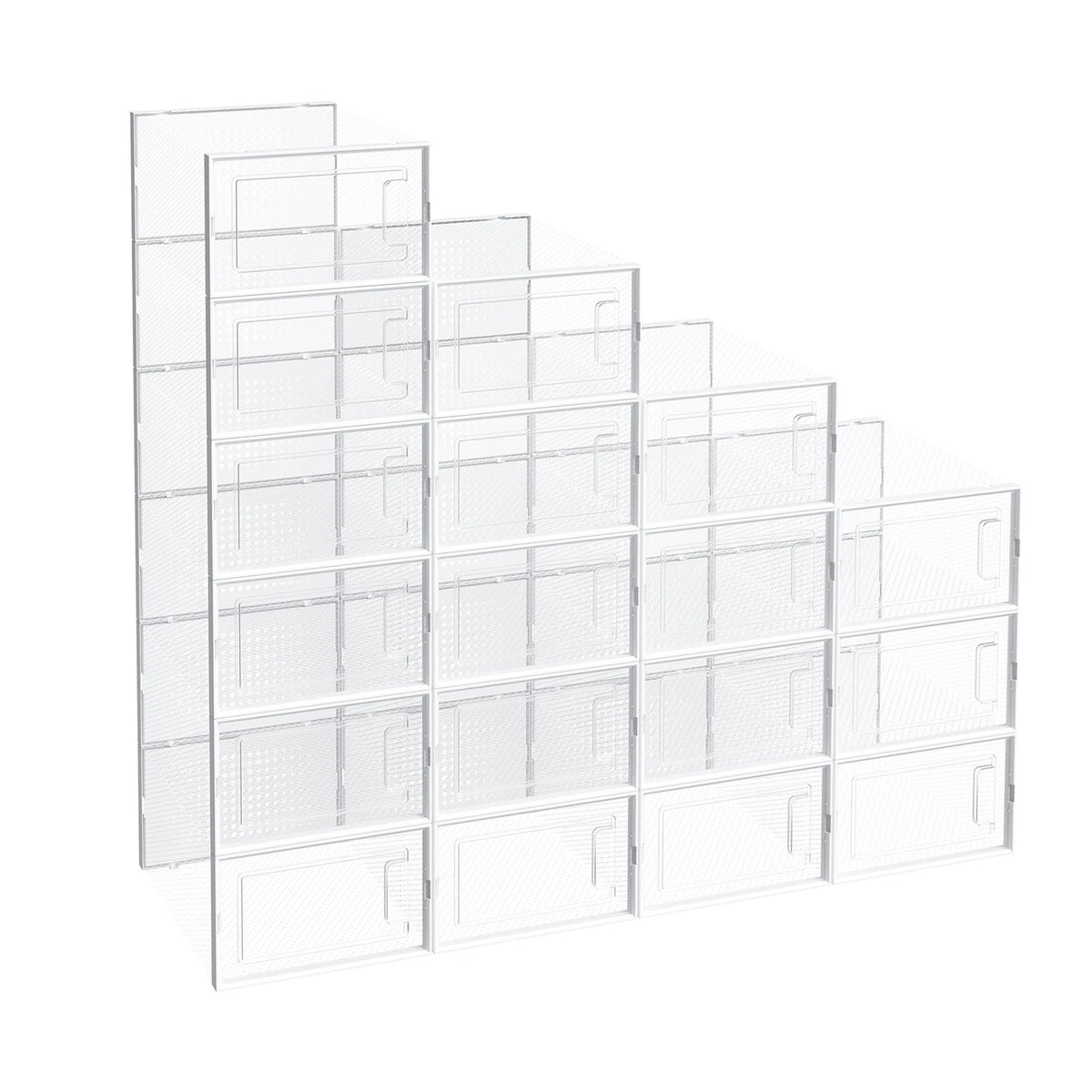 Joyfurnos Stapelbare Schoenenopbergdozen 18 Stuks - Transparant Wit - 35 x 25,2 x 19 cm