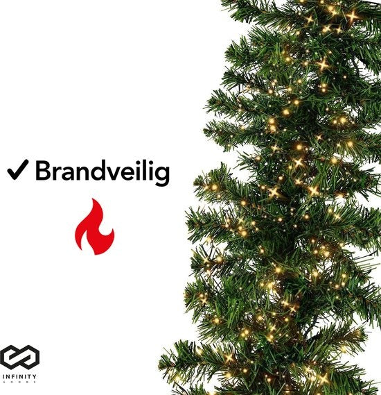 Infinity Goods Guirlande Met verlichting - Kerstversiering - 500CM - Kerstslinger - Kerstdecoratie - 100 LED - Groen