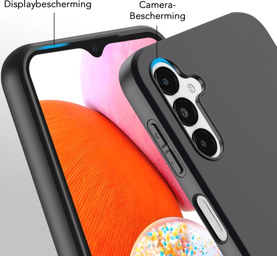 Podec Hoesje Geschikt voor Samsung Galaxy A14 Zwart Telefoonhoesje - Anti-Shock Case Cover met 1x Screenprotector