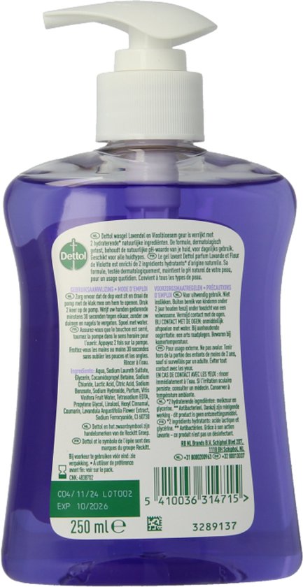 Dettol Wasgel - Verzachtend met lavendel en druifextracten - Handzeep - 250 ml