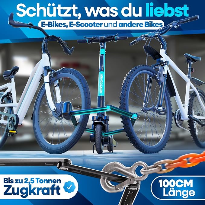 NEXTCOVER Vouwslot Fiets - 100 cm - Gehard Carbonstaal - Inclusief 3 Sleutels