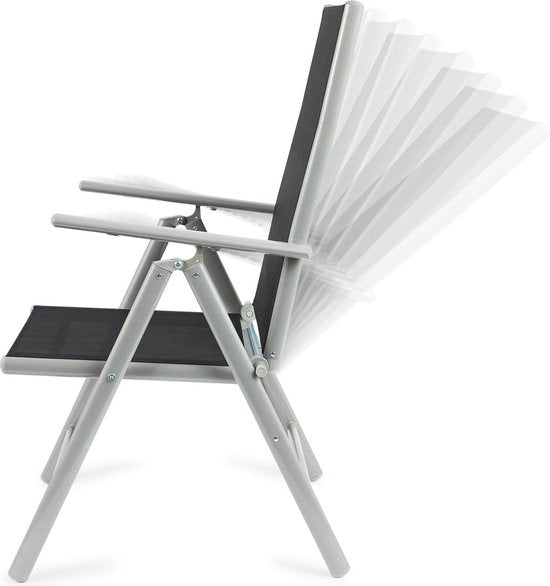 909 Outdoor - Tuinstoelen - Set van 2 - Verstelbare Rugleuning - Inklapbaar - Zitstoelen - Aluminium en Textileen - 69 x 56 x 106 cm