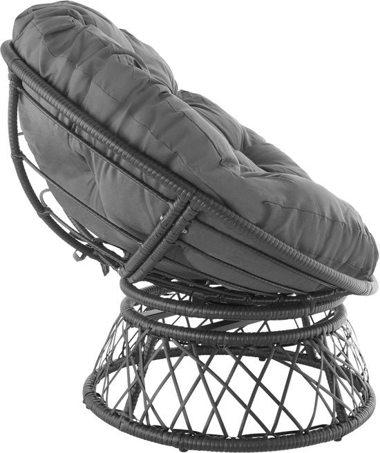 tectake® - Wicker papasan fauteuil Gargano zwart - 403552 - poly-rattan