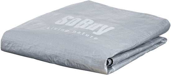 SoBuy Weerbestendig dekzeil voor fietsgarage/gereedschapsschuur, uv-bescherming, regenbescherming, outdoorzeil voor tuin, terras, zilver, 120 x 176 x 163 cm, SDA11-SIL