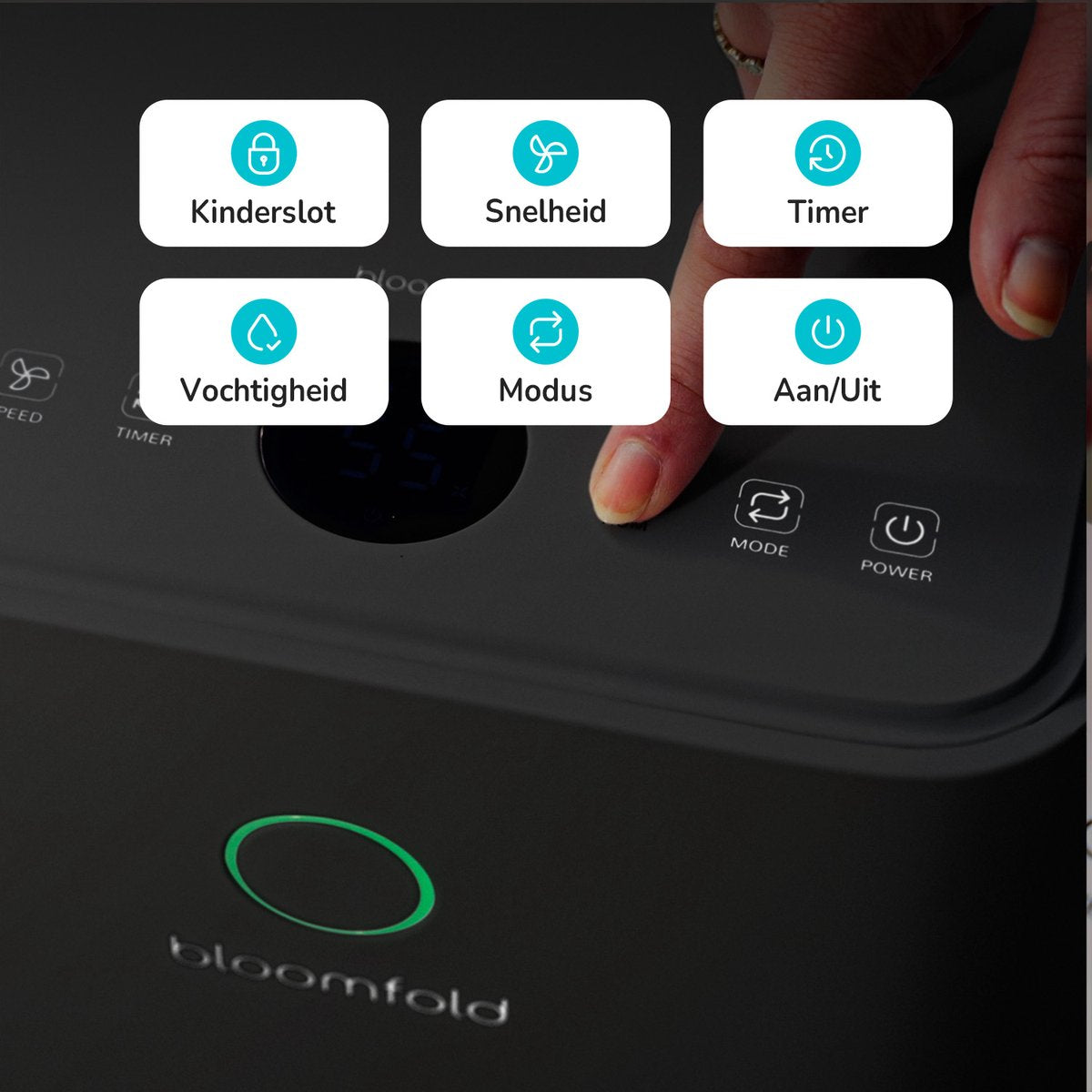 Bloomfold Luchtontvochtiger - 12L per Dag - Woonkamer, Slaapkamer, Kelder & Badkamer - Dehumidifier - Zwart