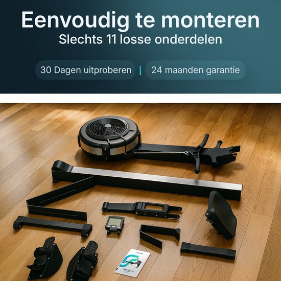 Flowsense Roeitrainer op Luchtweerstand – Professionele Roeimachine – 10 Weerstandsniveaus – Inklapbaar – Full Body Workout – Bluetooth App & LCD Monitor – Max. 200 kg – Roeitrainers - Voor Thuis & Sportschool