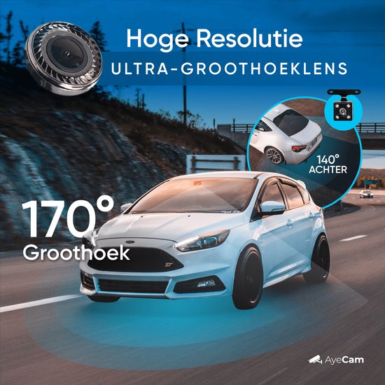 AyeCam Dashcam Pro – Dashcam voor Auto voor en Achter - FULL HD & Nachtvisie – G-Sensor - Incl. 32GB SD