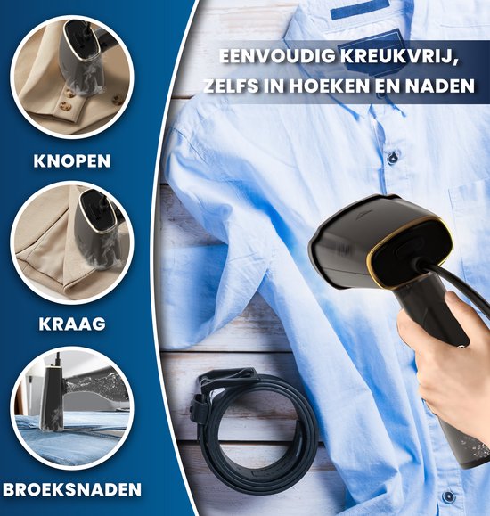 HomeShift Kledingstomer - Stoomapparaat - Handstomer - Voor Kleding en Meubilair - 380ML - Zwart