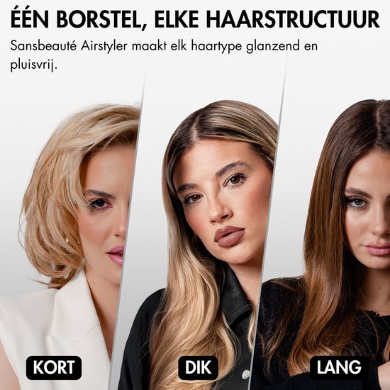 Sansbeauté® 4-in-1 Airstyler - Multistyler - Föhnborstel Kort Haar - Haarkruller - Haarstyler - Haardroger - Warmteborstel - Krulborstel - Krultang - Haarstijler - Hairwrap - Stijlborstel - 5 in 1 Hairstyler