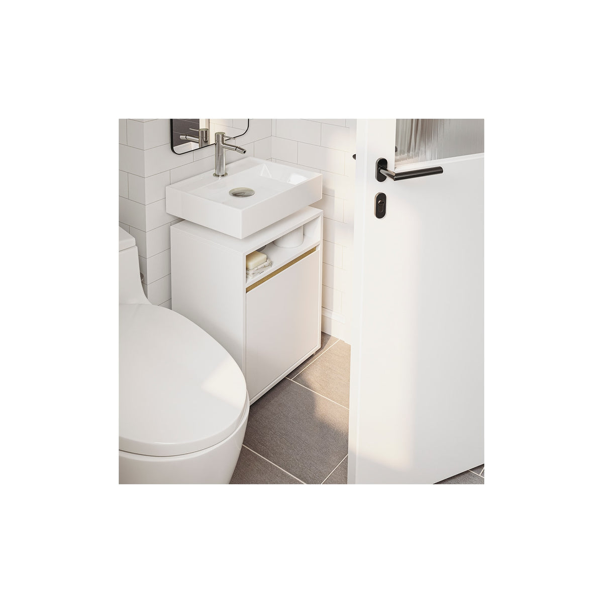 SoBuy Wastafelmeubel 1 Deur - Wit - 40 x 36 x 60 cm - Met Open Vak, Modern