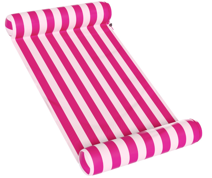 Travelly Luxe Waterhangmat – Voorzien Van Comfortabele Hoofdsteun En Zachte Gevoerde Bodem En Snel Ventielsysteem – Voor Zwembad En Strand – Roze PVC En Polyester – 126 x 66 cm