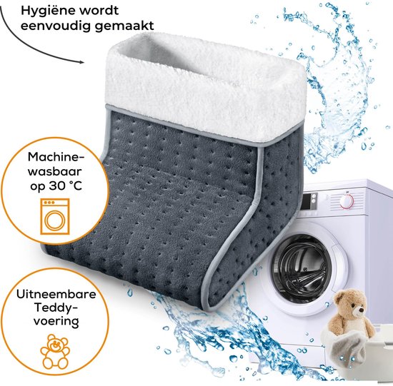 Beurer FW 20 Elektrische Voetenwarmer - 3 Warmtestanden - Tot maat 47 - Snelle opwarming - Automatische uitschakeling - Fleece/Teddy - Voering machinewasbaar - 3 Jaar garantie - Grijs