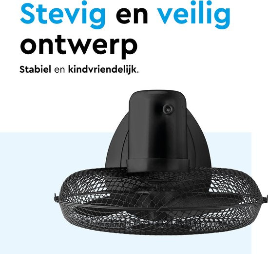 BRASQ Tafelventilator - 30 cm - Zwart - 3 snelheden - Statiefventilator - 40 Watt