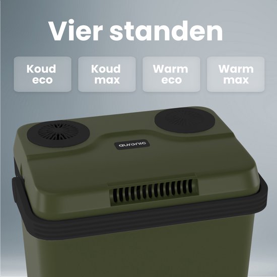 Auronic Koelbox Elektrisch 12V en 230 volt - 25L - Camping Koelkast - Auto - Koelen en Verwarmen - Frigobox - Groen