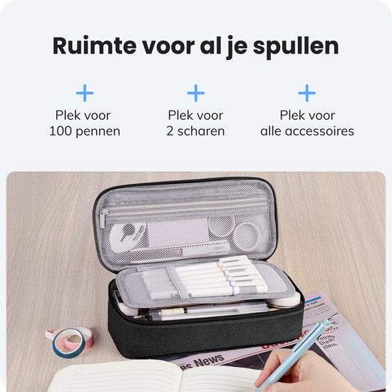 Diydash Etui - Pennenzak - Pennenetui - Schooletui - Grote Etui - Schoolspullen - Trousse Scolaire - Voor meisjes, jongens en volwassenen - Zwart