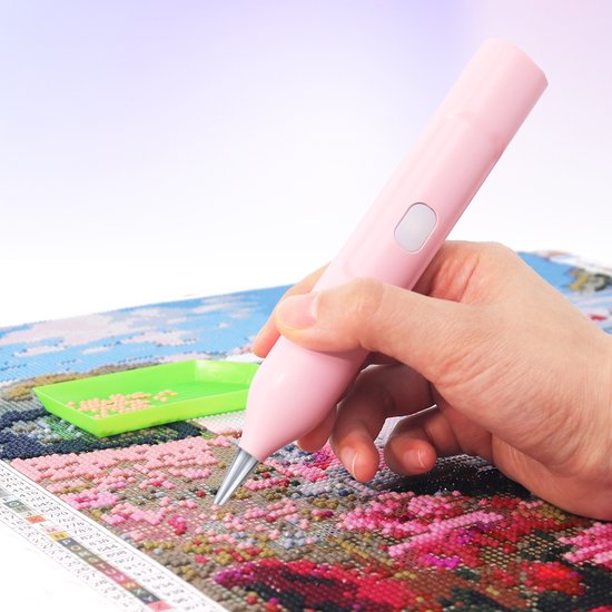 Rubye® – Elektrische Diamant Schilder Pen – Met Vacuümtechniek – Oplaadbaar via USB-C – Comfortabel in Gebruik – Voor Ronde en Vierkante Steentjes – Roze