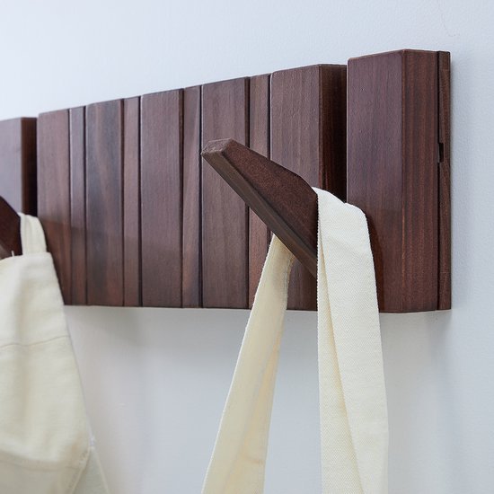 Urban State Piano kapstok - donker hout - wandkapstok - 8 haken - kapstok hangend - walnoot finish