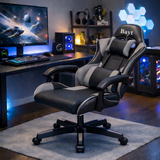 Bayt Gamestoel - Gaming Chair - Gamingstoel - Ergonomische Bureaustoel - Zwart - Verstelbaar