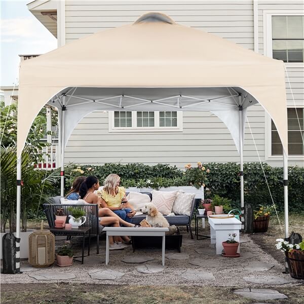 SOBERINE Pop-up Vouwpaviljoen 3 × 3 m met Wieltas, Zandzakken en Haringen Beige
