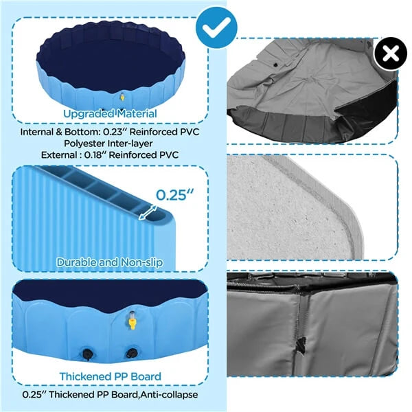 Yaheetech Opvouwbaar Hondenzwembad 100/120/140/160 x 30 cm – Antislip Badkuip voor Honden