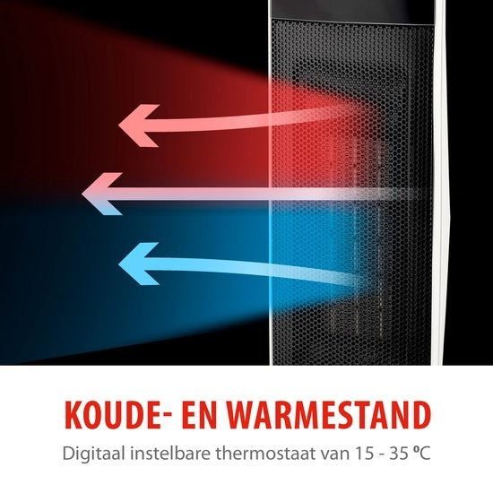 alpina Elektrische Verwarming - Keramische Ventilatorkachel - ook Verkoeling - Timer - Afstandsbediening - Zwenkfunctie - 2000W - Zwart Wit