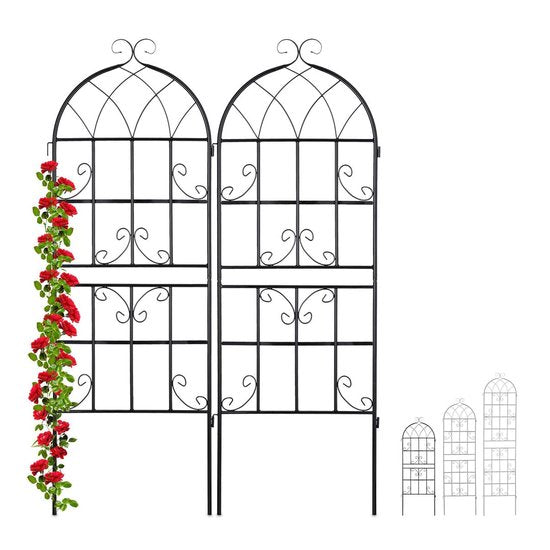 klimplantenrek - metaal - set van 2 - 220 x 50 cm - trellis - zwart