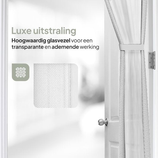 O'DADDY Deurgordijn Deluxe FIBER - Magnetisch Vliegengordijn - Voor Nieuwbouw en Standaard Deuren - Eenvoudige Installatie - Witte Hor - 92x230 cm