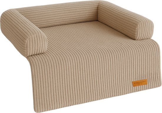 By Cee Cee Origineel Hondendeken Bank – Hondenkleed Bank - Hondenmand - Premium - Volledig Afritsbaar - Ribstof - Mokka Taupe - 120x90 - Maat L