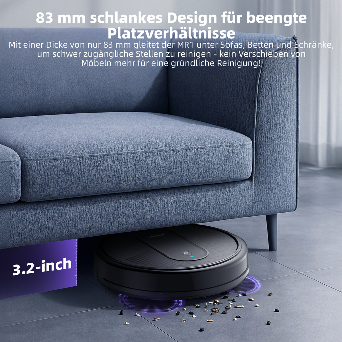 monsga 'MONSGA MR1 Robot Vacuum Cleaner， 3000Pa Powerful Suction Robotic Vacuum， 3.2" Super-Slim， 140Min Runtime， Vacuum Robot for Hard Floor/Low Pile Carpet/Pet Hair， Remote/App/Voice Control， Schedule Clean