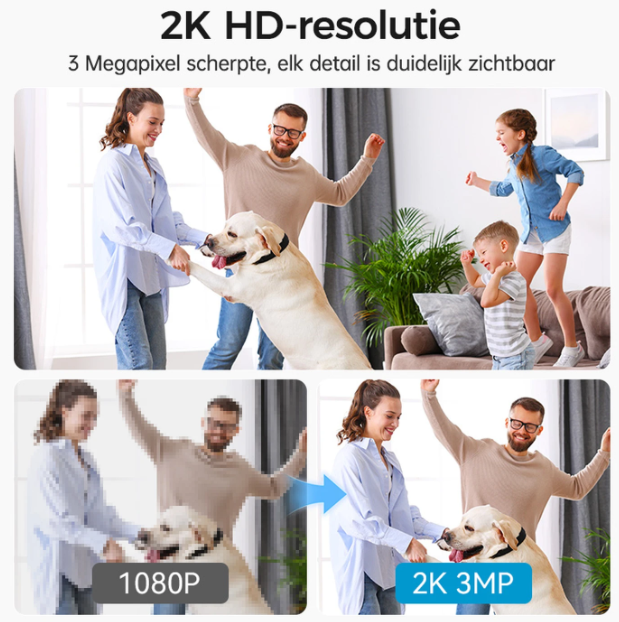 Woox Smart PTZ Camera 2K HD - Wit - 360° met AI-Herkenning & Nachtzicht