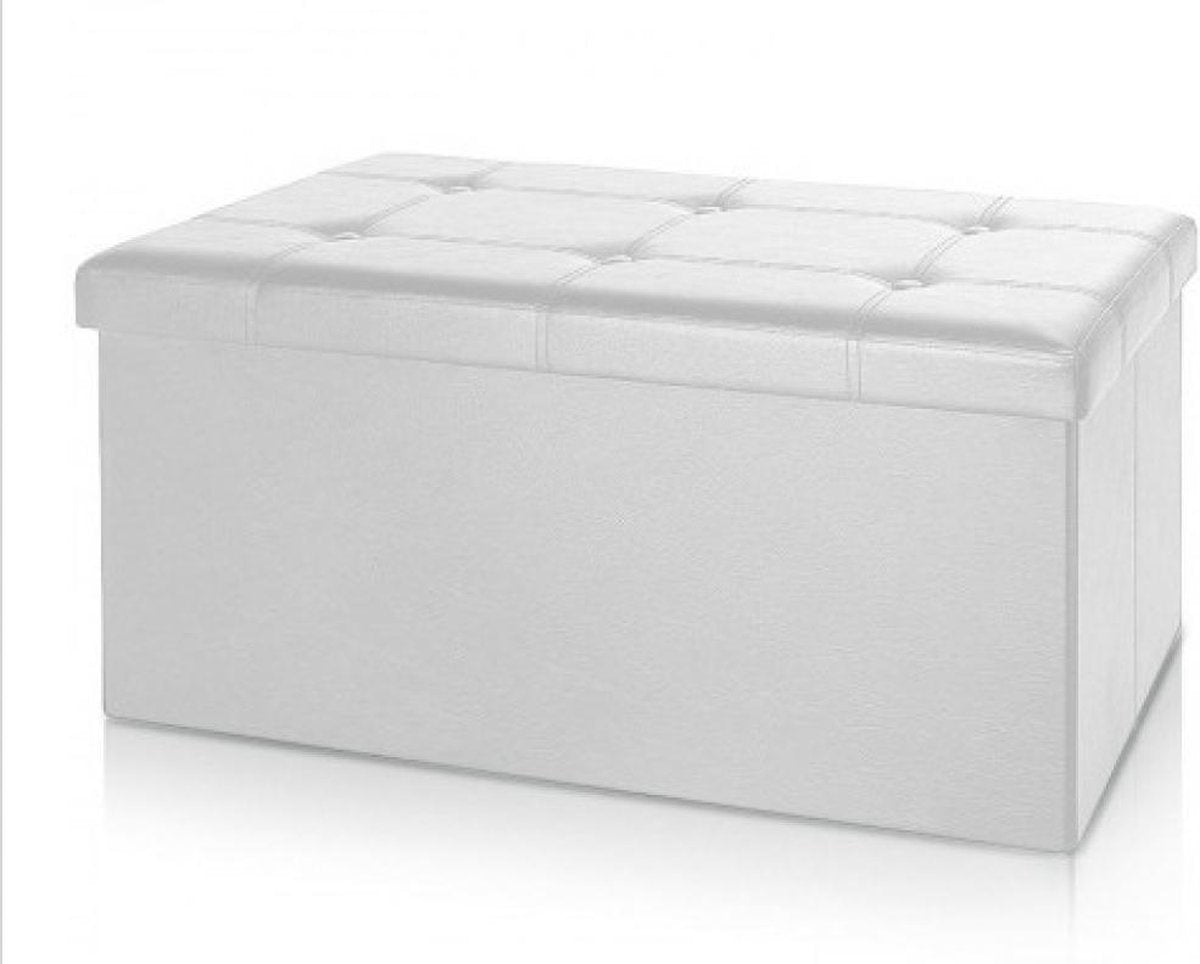 Casaria Zitbank met Opbergruimte - 80x40x40cm 100L Kunstleer – Wit