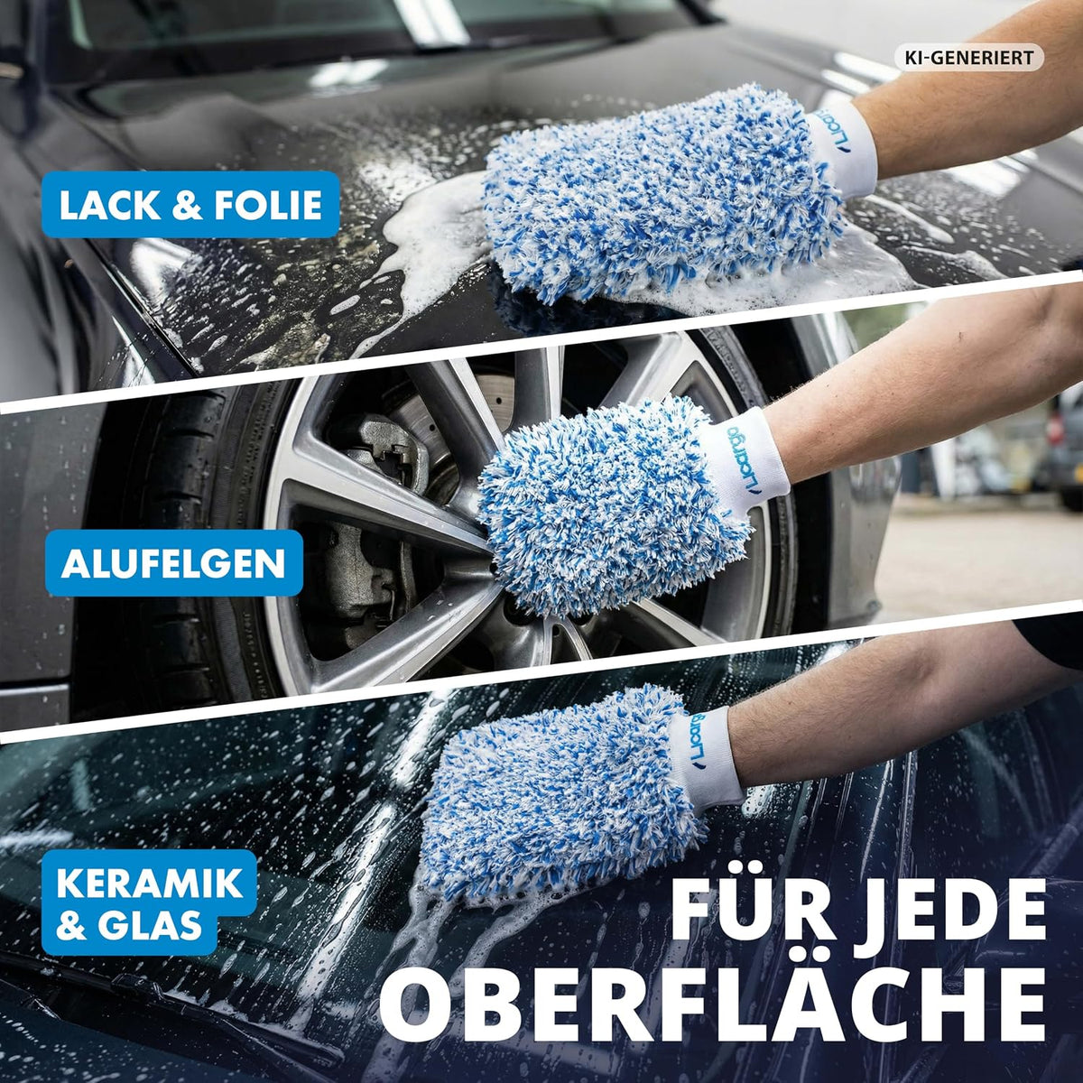 LICARGO Microvezel Autowashandschoenen - 2 Stuks - 23 x 19 cm - Wit