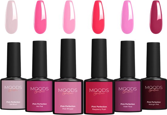 Moods Gellac 6-delige Set - Gellak Starterspakket - Gel Nagellak - 8ML - Pink Perfection - Gellac - Nagels - Chique Kleuren