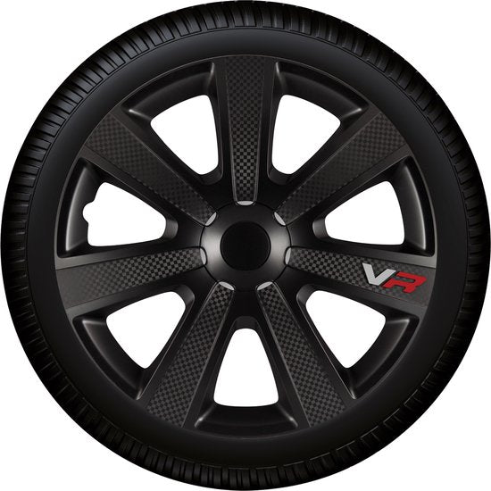 Autostyle Wieldoppen 16 inch VR Zwart Carbon-look - ABS