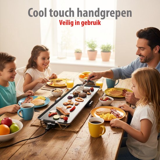 alpina Teppanyaki Grillplaat XXL - 100 x 22 cm - 2000W - Antiaanbaklaag