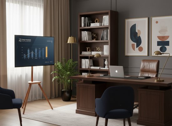 VDD TV Standaard - Vloerstandaard - Studio Statief - Schildersezel Design - Tot 65 inch - Bruin