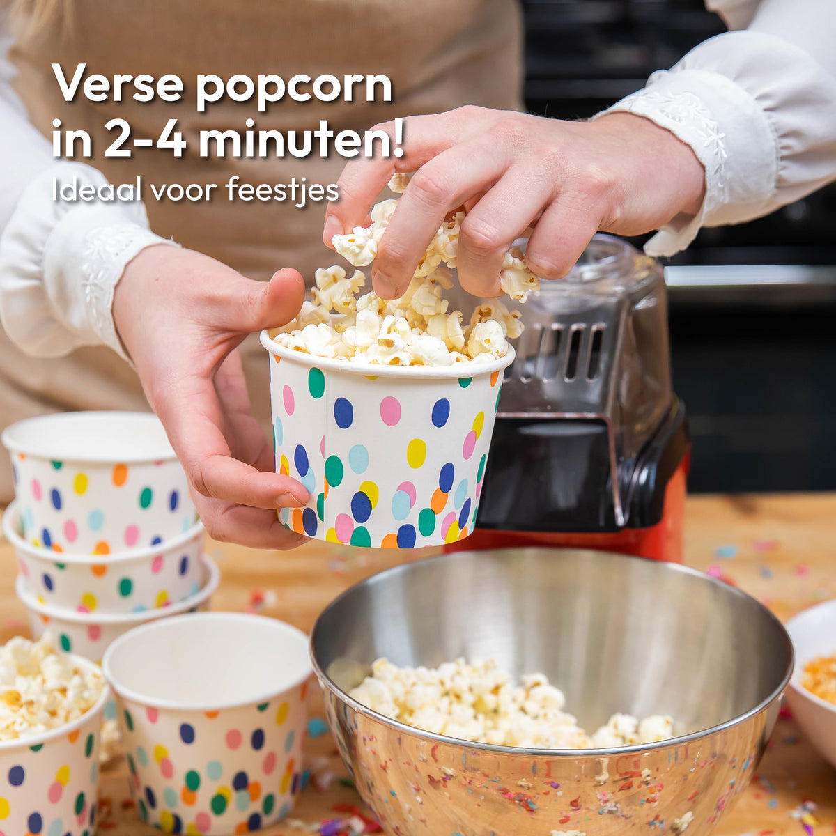 Gadgy Popcorn Machine - Hetelucht Popcornmakers - 1200 watt - 27 cm - Popcornmaker Kinderfeestje